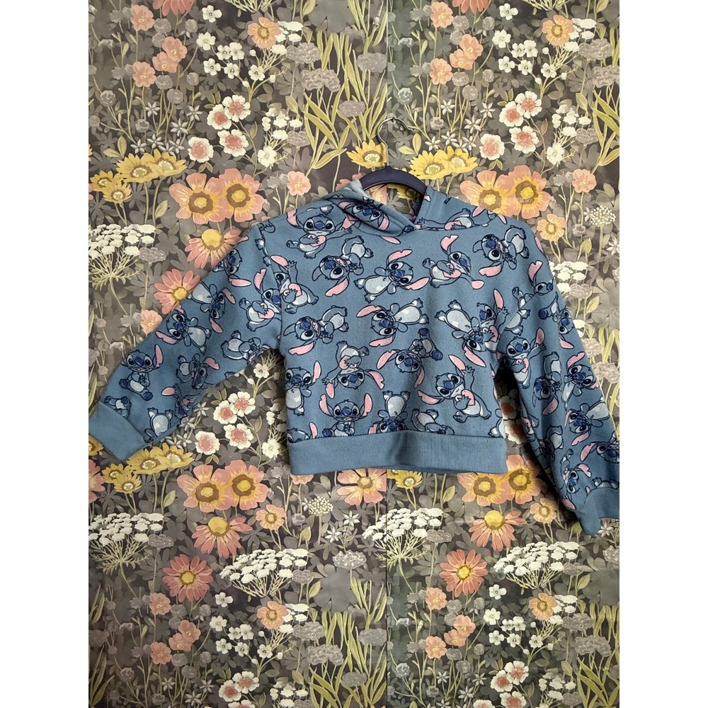 Kids Disney Stitch All Over‎ Print Hoodie Sweatshirt Blue Pink Size